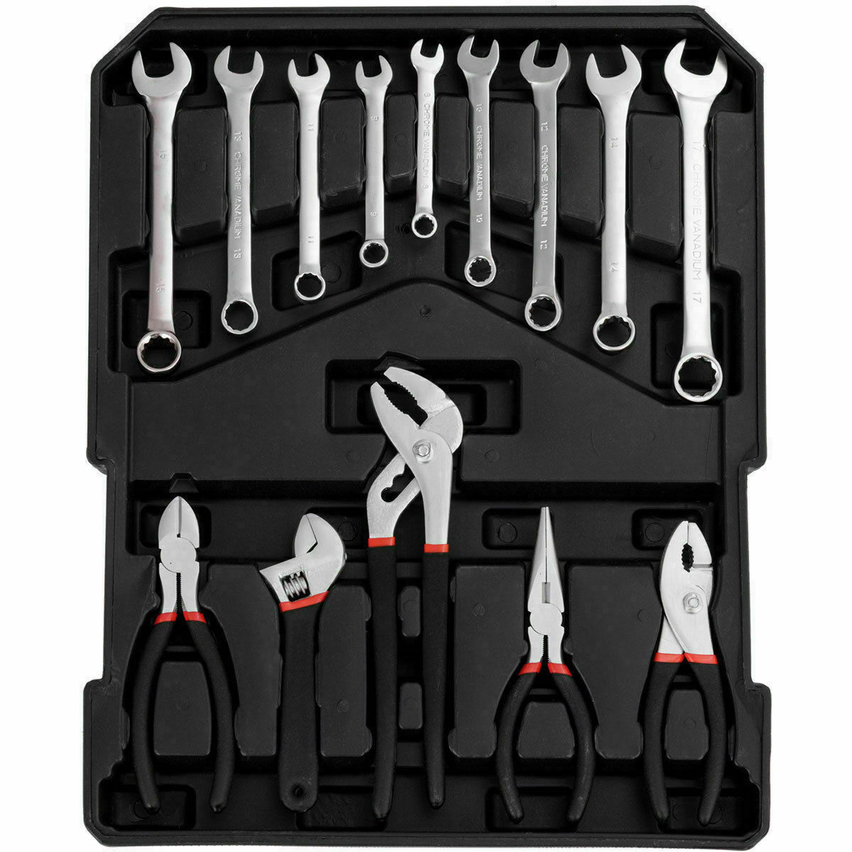 585 PCS Hand Tool Set Mechanics Kit Wrenches Socket Toolbox Trolley Case Castors