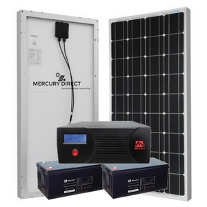 Mercury 2.4kva Inverter 2X 200AH Deep Cycle Batteries 4x 300 Watt Monocrystalline Solar Panels