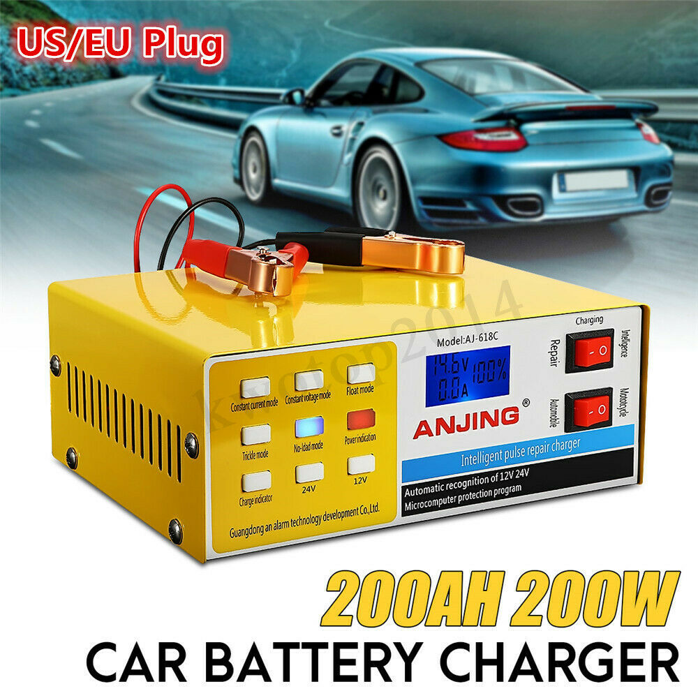 12/24V 200AH Car Motorcycle Pulse Repair Battery Charger Automatic Intelligent