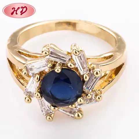 18K Gold Dubai Wedding Brass Diamond Rings Jewelry For Women