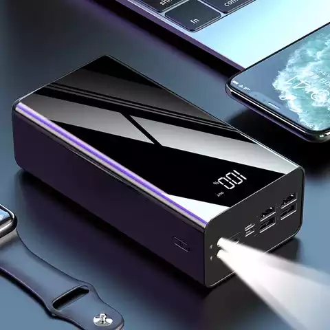 Trending Products High Capacity dual LED Light Universal Portable PowerBank 46800mah with four USB