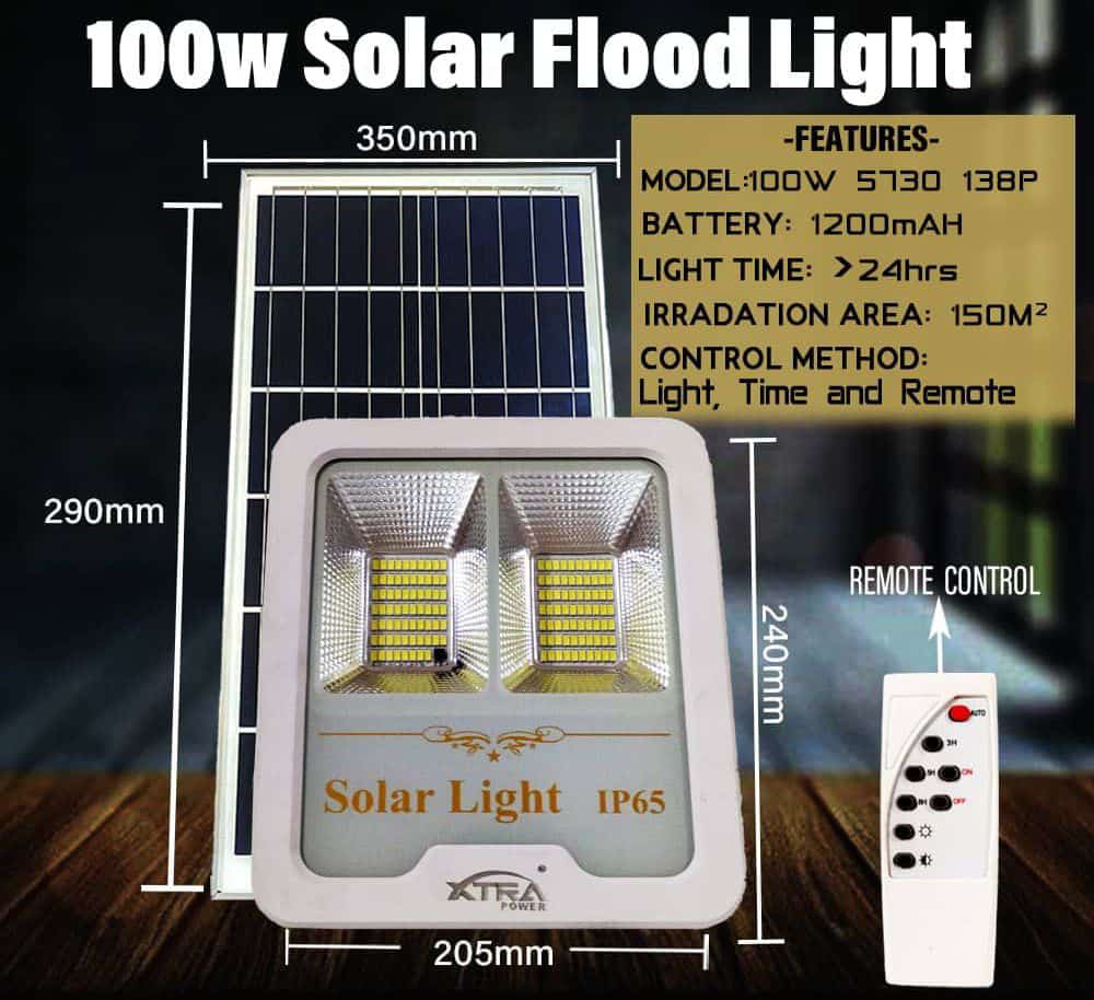 100watts solar flood light with remote control