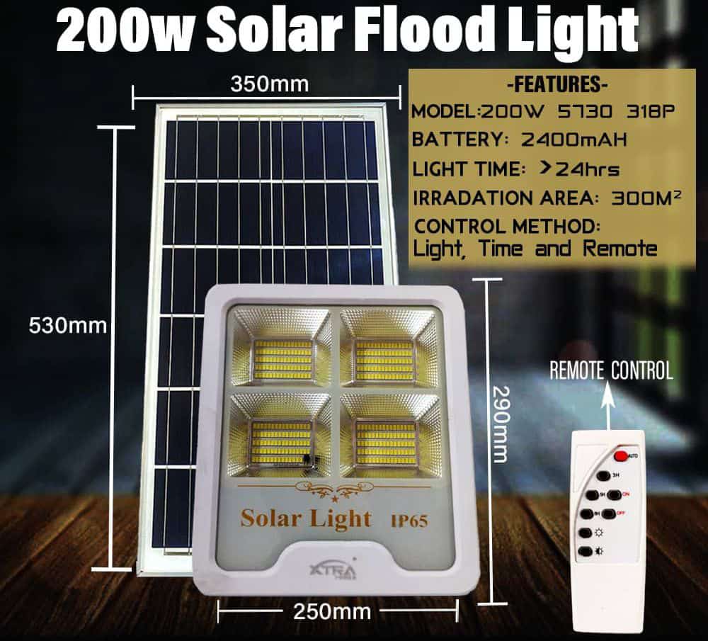 200W Solar Flood Light For Outdoor Or Indoor Lighting