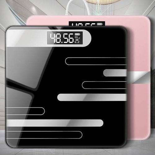 Measuring Bathroom Digital High Body Weighing Electronic LCD Display Weight Scale Recharge(Line Rose Gold)