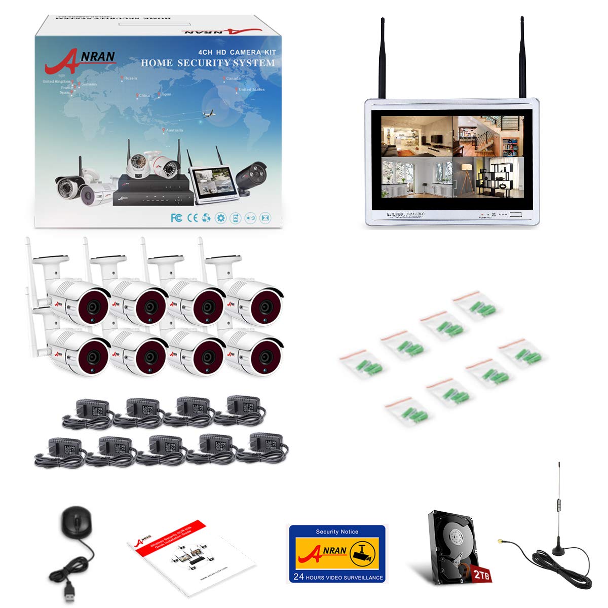 All-in-1 Wireless Security Cameras System with 12
