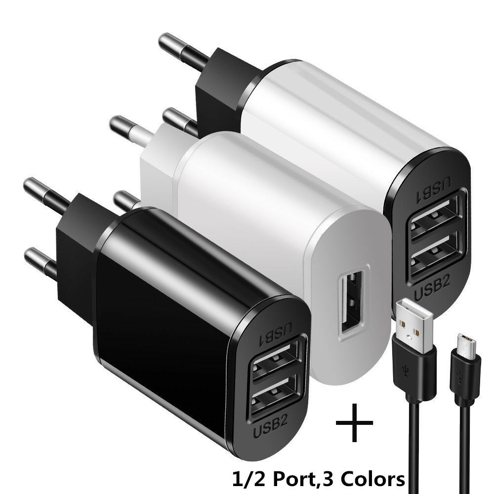 5V 2A EU Dual USB 2-Port Fast Charger Mobile Phone Wall Power Adapter For iPhone