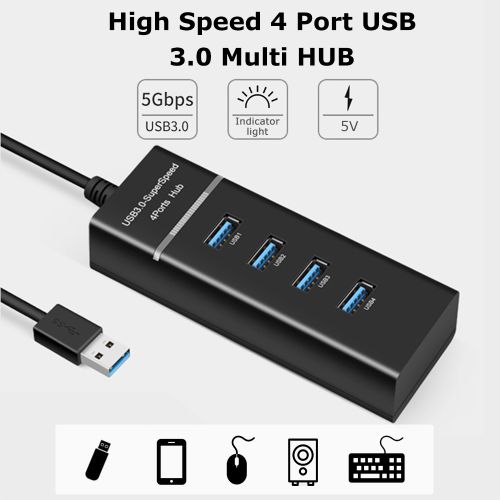 High Speed 4 Port USB 3.0 Multi HUB Splitter Expansion USB