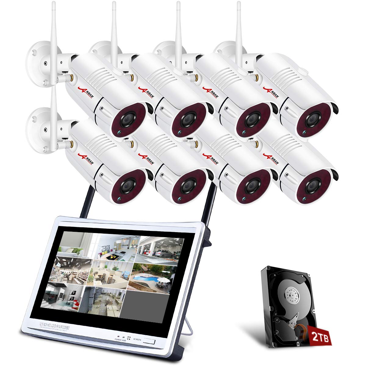 All-in-1 Wireless Security Cameras System with 12