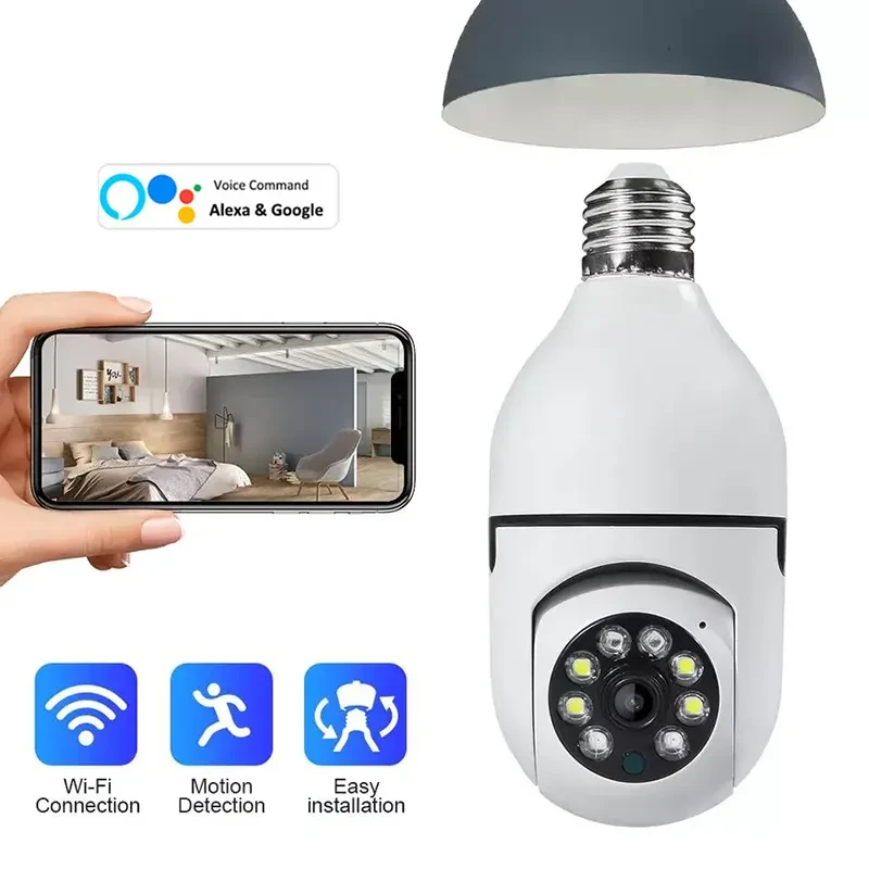 5GHZ 360 Panoramic Wifi HD night vision ip surveil mini surveillance home security wireless light bulb PTZ network cctv camera