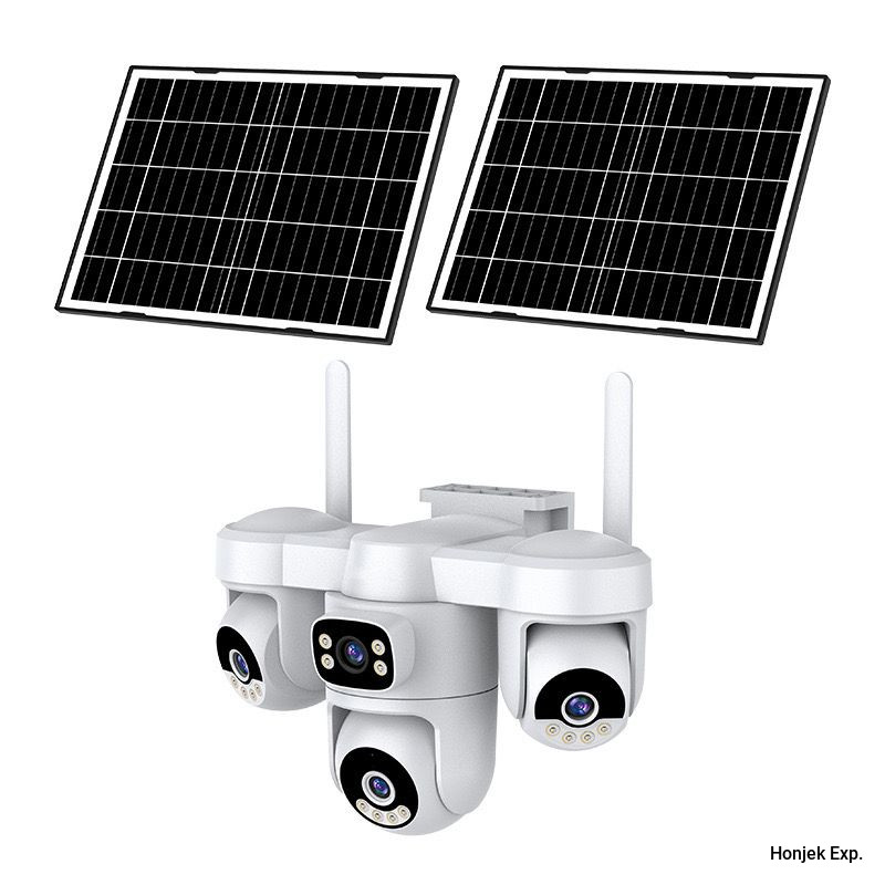 Solar Powered Triple Lens 4G SIM Card PTZ Security Camera with AI Motion Detection, Dual Solar Panels & Two-Way Audio