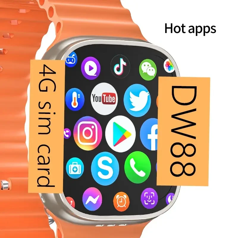 ultra 8 watch with sim card 5G Network message reply android DW88 smart watch