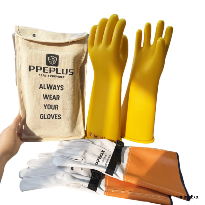 Class 2 Electrical Insulation Rubber Gloves 20kV Tested (17kV Rated) – Certified High Voltage Safety Gloves