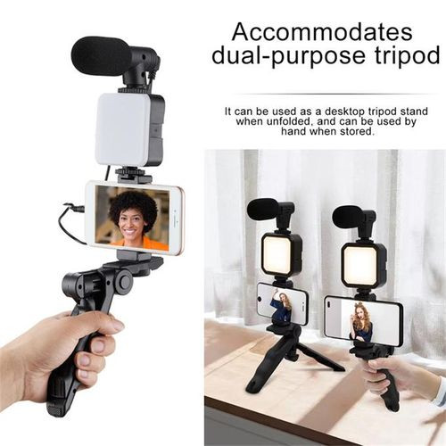 Smartphone Camera Video Vlogging Kit for iPhone/Android with Lightweight Microphone Tripod