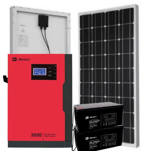 •	Mercury 3.5KVA Inverter 4X 200AH Batteries 8x 300 Watts Mono Solar Panels