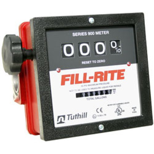 Fill-Rite 901C1.5 1-1/2" 6-40 GPM 4 Wheel Mechanical Meter, Aluminum, Fuel Transfer Gallon Meter