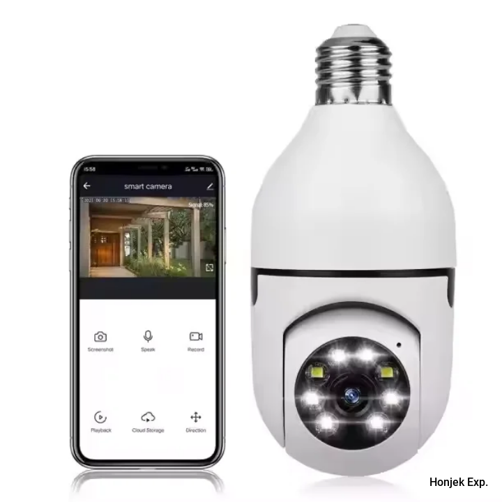 WiFi Smart Bulb Security Camera – 360° Panoramic PTZ CCTV Camera with Mobile App Monitoring, Night Vision & Two-Way Audio